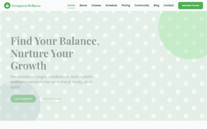 Evergreen Wellness project screenshot